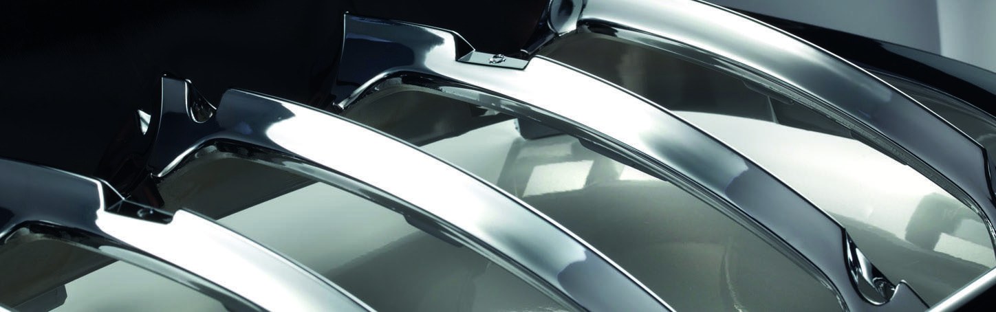 Decorative chrome plated components with bright reflective finish
